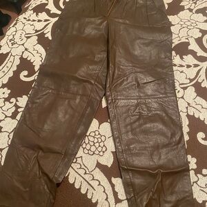 Toffs Brown Leather Pants Size 4m